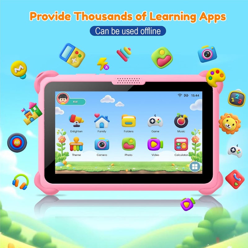 Trayoo Kids Tablet 7 inch Tablets for Kids 3-12, 32GB Android Toddler Tablet with Solid Case, YouTube, Netflix, GMS, Bluetooth, WiFi, Education Learning Apps Installed, Parent Control(Pink) - Image 2